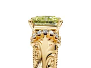 Solitaire Engagement Ring Setting for Fancy Yellow Radiant Cut Center with Filigree Accent Basket and Prong Head in Yellow Gold
