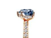 Solitaire Engagement Ring Setting for Fancy Blue Heart-Shaped Center with Fine Pave Band and Prong Head in Rose Gold