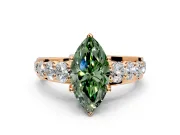 Solitaire Engagement Ring Setting for Fancy Green Marquise Center with Graduated Shared Prongs and Prong Head in Rose Gold