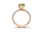 Solitaire Engagement Ring Setting for Fancy Yellow Heart-Shaped Center with Domed Multi-Row Pave Band and Prong Head in Rose Gold