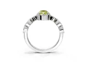 Vintage Station Engagement Ring Setting for Fancy Yellow Marquise Center with Accents and Prong Head in White Gold