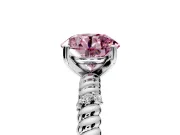 Rope Engagement Ring Setting for Fancy Pink Round Cut Center with Accent Shoulders and Prong Head in White Gold