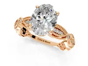 Solitaire Engagement Ring Setting for Oval Center with Marquise Panel Band and Prong Head in Rose Gold