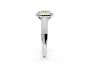 Halo Engagement Ring Setting for Fancy Yellow Radiant Cut Center with Knife Ridge Cathedral Band and Prong Head in White Gold