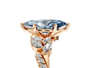 Solitaire Engagement Ring Setting for Fancy Blue Marquise Center with Marquise Accent Twist Band and Prong Head in Rose Gold