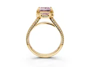 Solitaire Engagement Ring Setting for Fancy Pink Princess Cut Center with Accented Split Shank and Prong Head in Yellow Gold