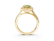 Milgrain Floral Halo Engagement Ring Setting for Fancy Yellow Princess Cut Center with Pave Band and Prong Head in Yellow Gold