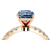 Open Basket Engagement Ring Setting for Fancy Blue Radiant Cut Center with Pave Band and Prong Head in Rose Gold