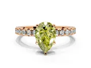 Solitaire Engagement Ring Setting for Fancy Yellow Pear-Shaped Center with Large Accents and Prong Head in Rose Gold