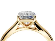 Solitaire Engagement Ring Setting for Radiant Cut Center with Narrow Cathedral Band and Prong Head in Yellow Gold