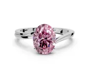 Solitaire Engagement Ring Setting for Fancy Pink Oval Center with Plain Bypass Twist Band and Prong Head in Platinum