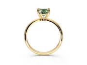 Minimalist Solitaire Engagement Ring Setting for Fancy Green Oval Center with Thin Band and Prong Head in Yellow Gold