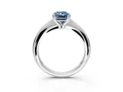 Solitaire Engagement Ring Setting for Fancy Blue Radiant Cut Center with Reverse Tapered Band and Prong Head in Platinum