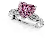 Solitaire Engagement Ring Setting for Fancy Pink Heart-Shaped Center with Marquise Panel Band and Prong Head in Sterling Silver
