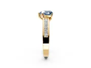 Solitaire Engagement Ring Setting for Fancy Blue Heart-Shaped Center with Princess Cut Channel Band and Prong Head in Yellow Gold