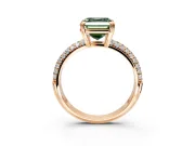Solitaire Engagement Ring Setting for Fancy Green Asscher Cut Center with Multi-Row Pave Accents and Basket Head in Rose Gold