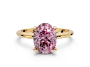 Minimalist Solitaire Engagement Ring Setting for Fancy Pink Oval Center with Thin Band and Prong Head in Yellow Gold