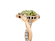 Halo Engagement Ring Setting for Fancy Yellow Heart-Shaped Center with Pave and Plain Twist Band and Prong Head in Rose Gold