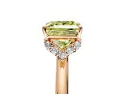 Hidden Halo Engagement Ring Setting for Fancy Yellow Princess Cut Center with Plain Rounded Band and Prong Head in Rose Gold