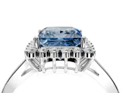 Starburst Halo Engagement Ring Setting for Fancy Blue Princess Cut Center with Flat Cathedral Band and Prong Head in White Gold