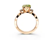 3 Stone Engagement Ring Setting for Fancy Yellow Heart-Shaped Center with Pave Twist Band and Prong Head in Rose Gold