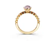 Solitaire Engagement Ring Setting for Fancy Pink Marquise Center with Bezel-Dot Beaded Band and Prong Head in Yellow Gold