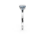 Solitaire Engagement Ring Setting for Fancy Blue Princess Cut Center with Thin Rounded Plain Band and Prong Head in Platinum
