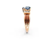 Solitaire Engagement Ring Setting for Fancy Blue Heart-Shaped Center with Grooved Bar Accent Band and Prong Head in Rose Gold