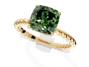 Solitaire Engagement Ring Setting for Fancy Green Cushion Cut Center with Plain Twisted Rope Band and Prong Head in Yellow Gold