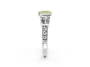 Channel-Set Engagement Ring Setting for Fancy Yellow Radiant Cut Center with Baguette Band and Prong Head in White Gold