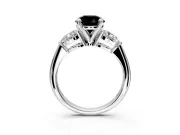 3 Stone Engagement Ring Setting for Fancy Black Round Cut Center with Large Pear-Shaped Accents and Prong Head in Platinum