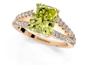 Solitaire Engagement Ring Setting for Fancy Yellow Radiant Cut Center with Pave Split Shank and Prong Head in Rose Gold