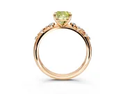 Cluster Engagement Ring Setting for Fancy Yellow Cushion Cut Center with Round Cut Accent Band and Prong Head in Rose Gold