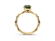 Solitaire Engagement Ring Setting for Fancy Green Radiant Cut Center with Bamboo Band and Prong Head in Yellow Gold