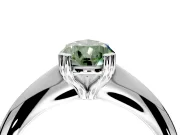 Solitaire Engagement Ring Setting for Fancy Green Pear-Shaped Center with Reverse Tapered Band and Prong Head in Platinum