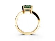Solitaire Engagement Ring Setting for Fancy Green Asscher Cut Center with Plain Band and Flat Tab Prong Head in Yellow Gold
