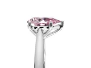 Solitaire Engagement Ring Setting for Fancy Pink Pear-Shaped Center with Narrow Cathedral Band and Prong Head in Platinum