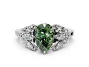 Leaf Cluster Engagement Ring Setting for Fancy Green Pear-Shaped Center with Marquise Accents and Prong Head in Sterling Silver
