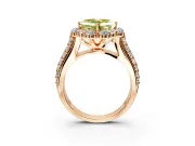 Large Accent Halo Engagement Ring Setting for Fancy Yellow Asscher Cut Center with Pave Split Shank and Prong Head in Rose Gold