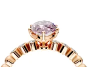Solitaire Engagement Ring Setting for Fancy Pink Marquise Center with Bezel-Dot Beaded Band and Prong Head in Rose Gold