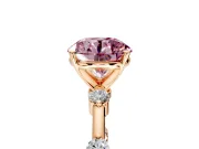 Solitaire Engagement Ring Setting for Fancy Pink Round Cut Center with Bezel Station Band and Prong Head in Rose Gold