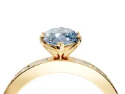 Solitaire Engagement Ring Setting for Fancy Blue Marquise Center with Channel Baguette Band and Prong Head in Yellow Gold