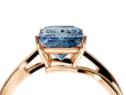 Solitaire Engagement Ring Setting for Fancy Blue Princess Cut Center with Plain Bypass Twist Band and Prong Head in Rose Gold