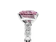 Solitaire Engagement Ring Setting for Fancy Pink Radiant Cut Center with Bezel-Dot Beaded Band and Prong Head in Sterling Silver