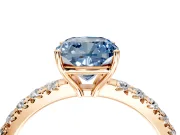 Solitaire Engagement Ring Setting for Fancy Blue Cushion Cut Center with Large Accent Band and Prong Head in Rose Gold