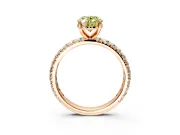 Solitaire Engagement Ring Setting for Fancy Yellow Oval Center with Shared-Prong Accents and Prong Head in Rose Gold