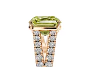 Solitaire Engagement Ring Setting for Fancy Yellow Asscher Cut Center with Pave Split Shank and Prong Head in Rose Gold
