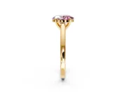 Solitaire Engagement Ring Setting for Fancy Pink Oval Center with Flat-Sided Plain Band and Prong Head in Yellow Gold
