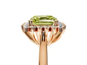 Starburst Halo Engagement Ring Setting for Fancy Yellow Asscher Cut Center with Thin Round-Wire Band and Prong Head in Rose Gold