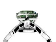 Solitaire Engagement Ring Setting for Fancy Green Princess Cut Center with Accented Twist Band and Leaf Prong Head in Sterling Silver